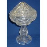 Victorian style two piece cut glass lamp with removable shade