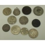 Two King George III 1797 cartwheel pennies, Churchill 1965 crown,