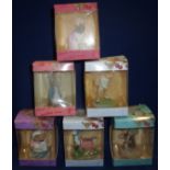 Six Eagle Moss Publications Beatrix Potter figurines, 'Peter rabbit', 'Hunca Munca',