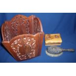 Rosewood fret work folding basket,