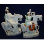 Two 19th C Staffordshire flat back figures 'William III' and 'Peace'