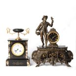 Property of a gentleman - a 19th century French black marble & spelter cased 8-day striking mantel