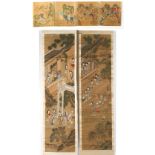 A pair of late 19th / early 20th century Chinese scroll paintings on paper depicting court scenes