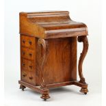 Property of a lady - a Victorian figured walnut piano top davenport, 24ins. (61cms.) wide (