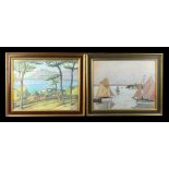 Property of a lady - Robert Fleurent (1904-1981) - COTE D'AZUR SCENES - two oils on panel, each 14.2