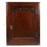 Property of a gentleman - an 18th century George III oak corner wall cabinet, 37ins. (94cms.)