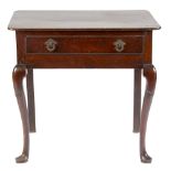 Property of a lady - a mid 18th century George II / III oak side table, with frieze drawer &