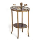 Property of a deceased estate - a French brass mounted mahogany oval two-tier smoker's table,