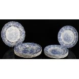 Property of a deceased estate - a set of six early 19th century blue & white 'Royal Cottage' pattern