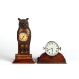 Property of a gentleman - an early 20th century carved wood mantel clock timepiece modelled as an