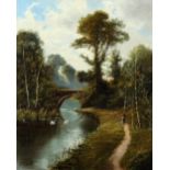 Property of a lady - Octavius Thomas Clark (1850-1921) - RIVER LANDSCAPE WITH FIGURE ON PATH AND