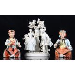 Property of a gentleman - a pair of French biscuit porcelain figures of a Sultan & companion, with