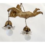 Property of a lady of title - an early 20th century gilt cherub hanging wall light (see