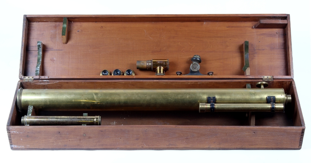 Property of a deceased estate - a large early 20th century Negretti & Zambra brass 3-inch telescope,