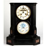 Property of a lady of title - a 19th century black & coloured marble cased perpetual calendar mantel