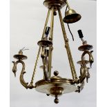 Property of a lady - a brass 5-light electrolier with swan neck branches, 34.65ins. (88cms.) high (