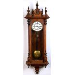 Property of a gentleman - a late 19th century walnut cased Vienna regulator style wall clock, the