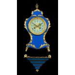 Property of a deceased estate - a French Louis XVI style gilt metal mounted blue painted mantel