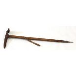 Property of a lady - a vintage ash or hickory shafted ice axe, stamped 'ROBERT LAWRIE LTD.', with