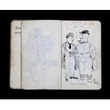 A sketch book containing 15 pen & ink drawings including cartoons by John Sidney Stamp, variously