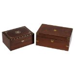 Property of a deceased estate - a Victorian rosewood sewing box, 11.2ins. (28.4cms.) long;