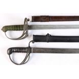 Property of a deceased estate - an Edward VII military sword in leather scabbard, the blade