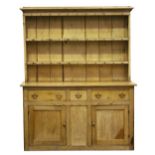 Property of a lady - a Victorian pine two-part dresser, 63.25ins. (160.5cms.) wide (overall) (see