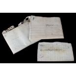 Property of a gentleman - a 17th century manuscript indenture dated 1674; together with two other