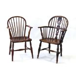 Property of a deceased estate - an early 19th century fruitwood Windsor elbow chair, with turned
