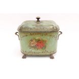 Property of a deceased estate - an early 19th century tole peinte or toleware coal box, painted with