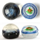 Property of a lady - a Perthshire latticinio & millefiori glass paperweight, with central flower,