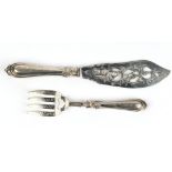 Property of a deceased estate - a Victorian cased pair of silver fish servers, makers John