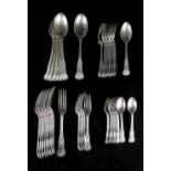 Property of a lady - flatware - an Edwardian silver forty-four piece king's pattern cutlery set,