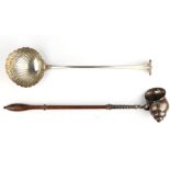 Property of a deceased estate - an early George III silver punch ladle, with shell bowl, London