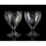 Property of a deceased estate - a large pair of early 19th century George III glass rummers with