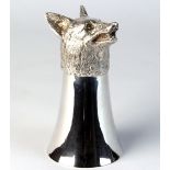 Property of a lady - a silver fox head stirrup cup, makers Richard Comyns, London 1968, 5.4ins. (