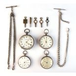 Property of a deceased estate - a group of four silver pocket watches including two with single