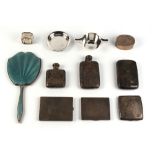 Property of a deceased estate - a quantity of small silver items including two hip flasks, a