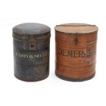 Property of a lady - two late 19th / early 20th century painted metal storage bins, with hinged