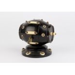 Property of a gentleman - a 19th century string barrel, with gilt brass tap & steel cutter, 3.55ins.