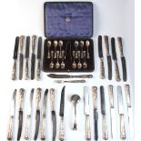 Property of a lady - a cased set of twelve silver teaspoons with matching sugar nips, William Hutton