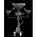 Property of a gentleman - a good Victorian silver epergne modelled as a palm tree, with one large