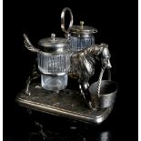 Property of a deceased estate - a Victorian silver plated novelty condiment set modelled as a