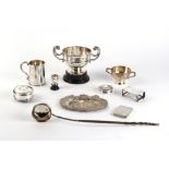 Property of a lady - a mixed lot of silver including a Victorian Christening mug, a ring box, and