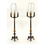 Property of a deceased estate - a pair of 19th century French patinated bronze & ormolu four-light