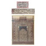 Property of a gentleman - a 19th century Indo-Persian block printed summer prayer rug, with panels