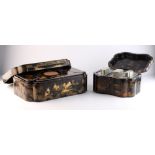 Property of a gentleman - a late 19th century Japanese lacquer sewing box, fitted with two layers of