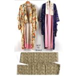 Property of a gentleman - two Japanese kimonos or robes; together with a Japanese sash (3) (see