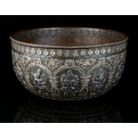 Property of a gentleman - a late 19th / early 20th century Indian copper & silver bowl, 8ins. (20.