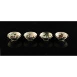 Property of a lady - a set of four small early 20th century Japanese Satsuma drinking bowls, each